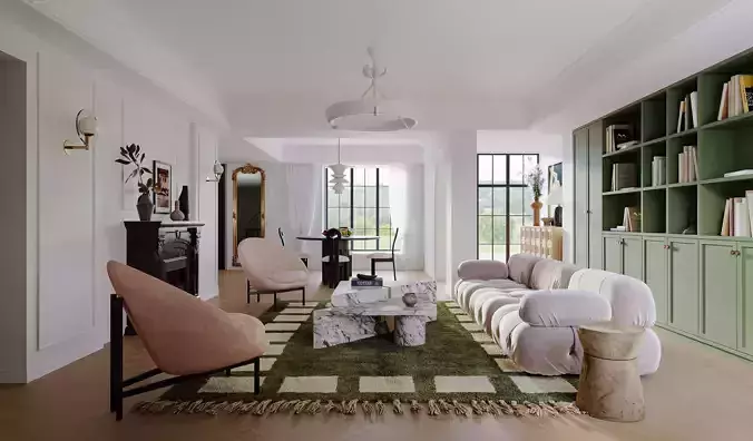 Luxury living room dining room interior scenes 29