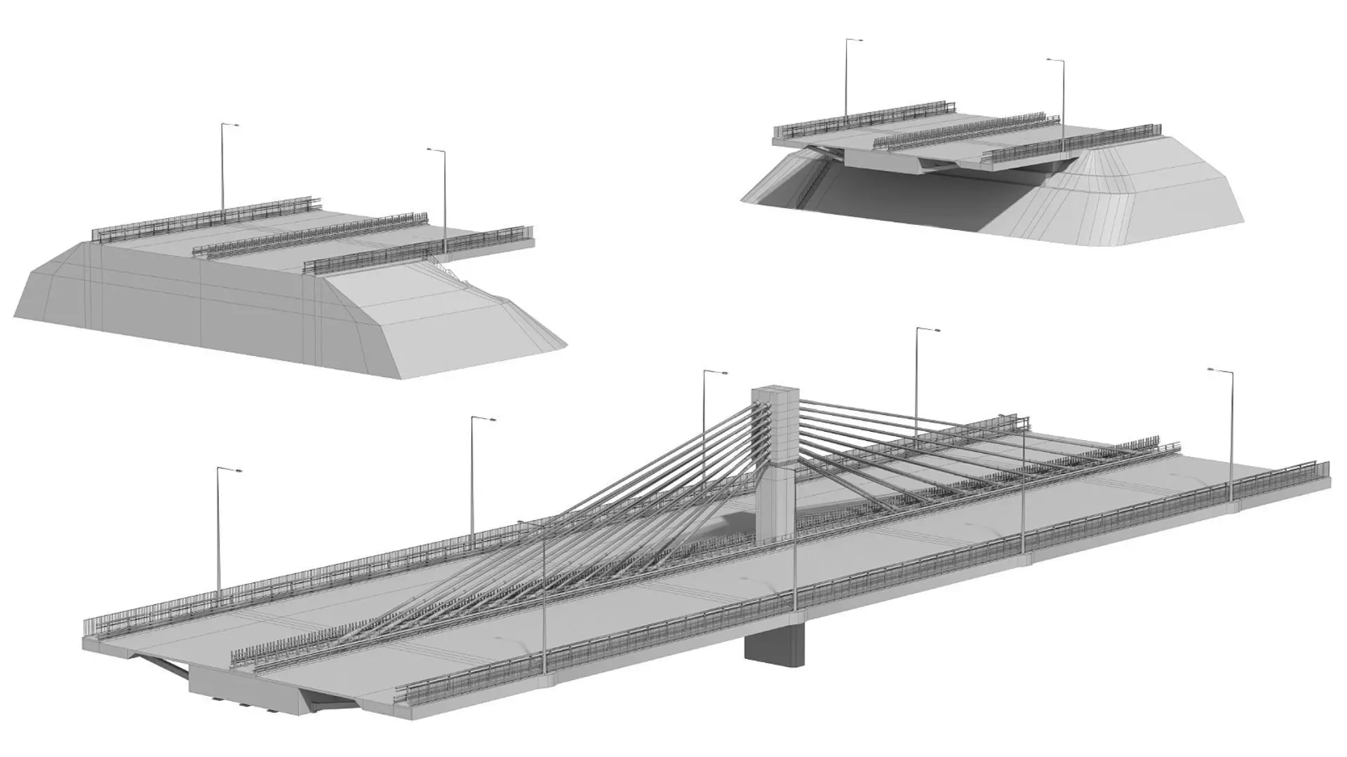 Bridge span suspension structure construction kit 3D model_13
