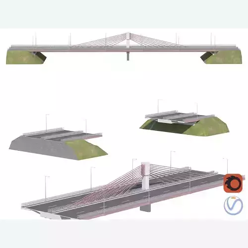 Bridge span suspension structure construction kit 3D model