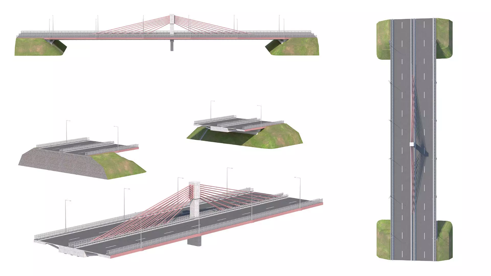 Bridge span suspension structure construction kit 3D model_1