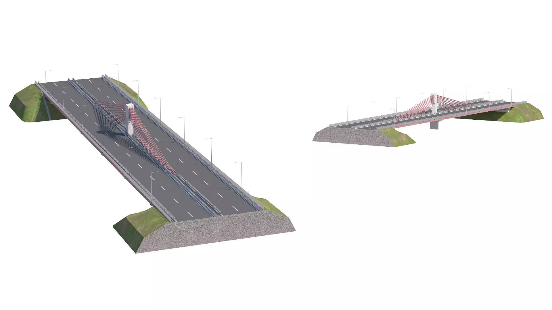 Bridge span suspension structure construction kit 3D model_8