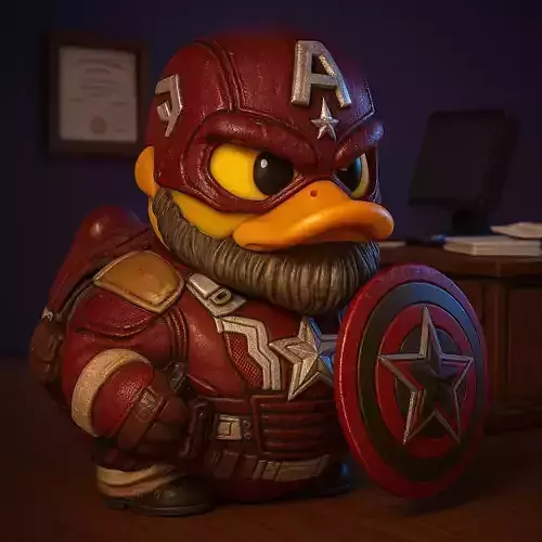 Rubber Duck - Old captain america - 3d print 3D print model