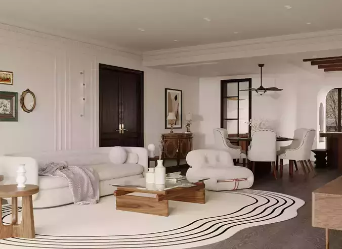 Luxury living room dining room interior scenes 33