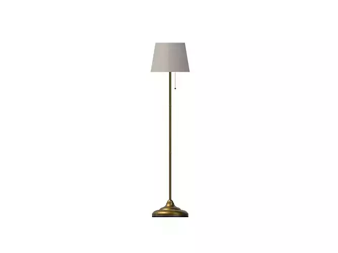 Classic Floor Lamp Brass Base with Fabric Shade 3D Model