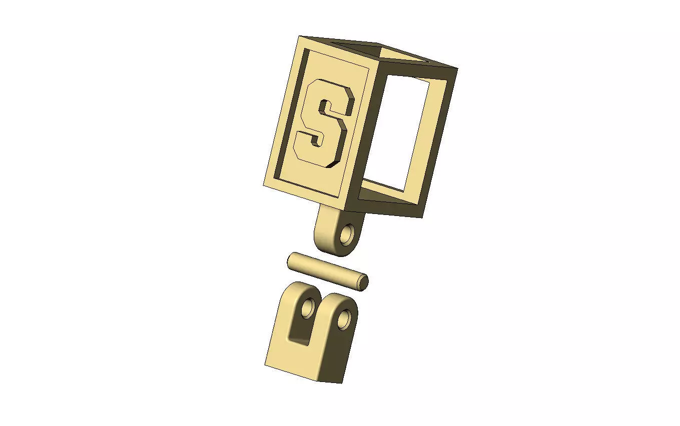S letter varsity font 12x10x10mm enamel bail link 3D print model_5