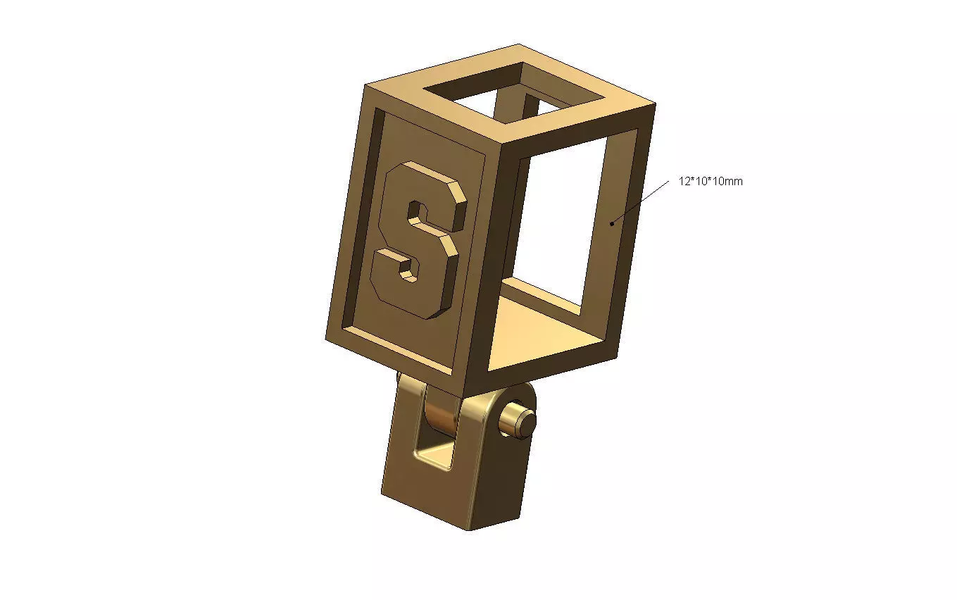 S letter varsity font 12x10x10mm enamel bail link 3D print model_0