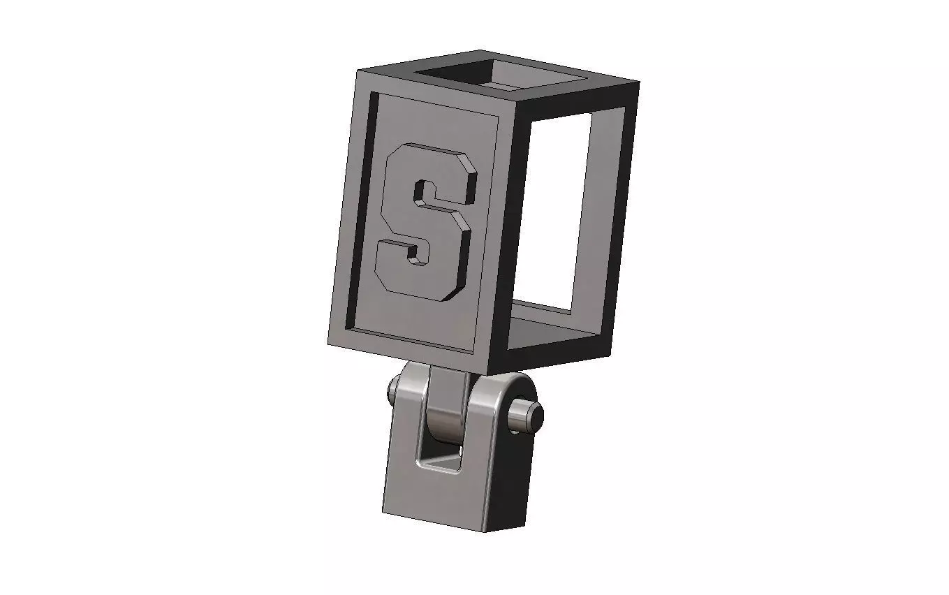 S letter varsity font 12x10x10mm enamel bail link 3D print model_11