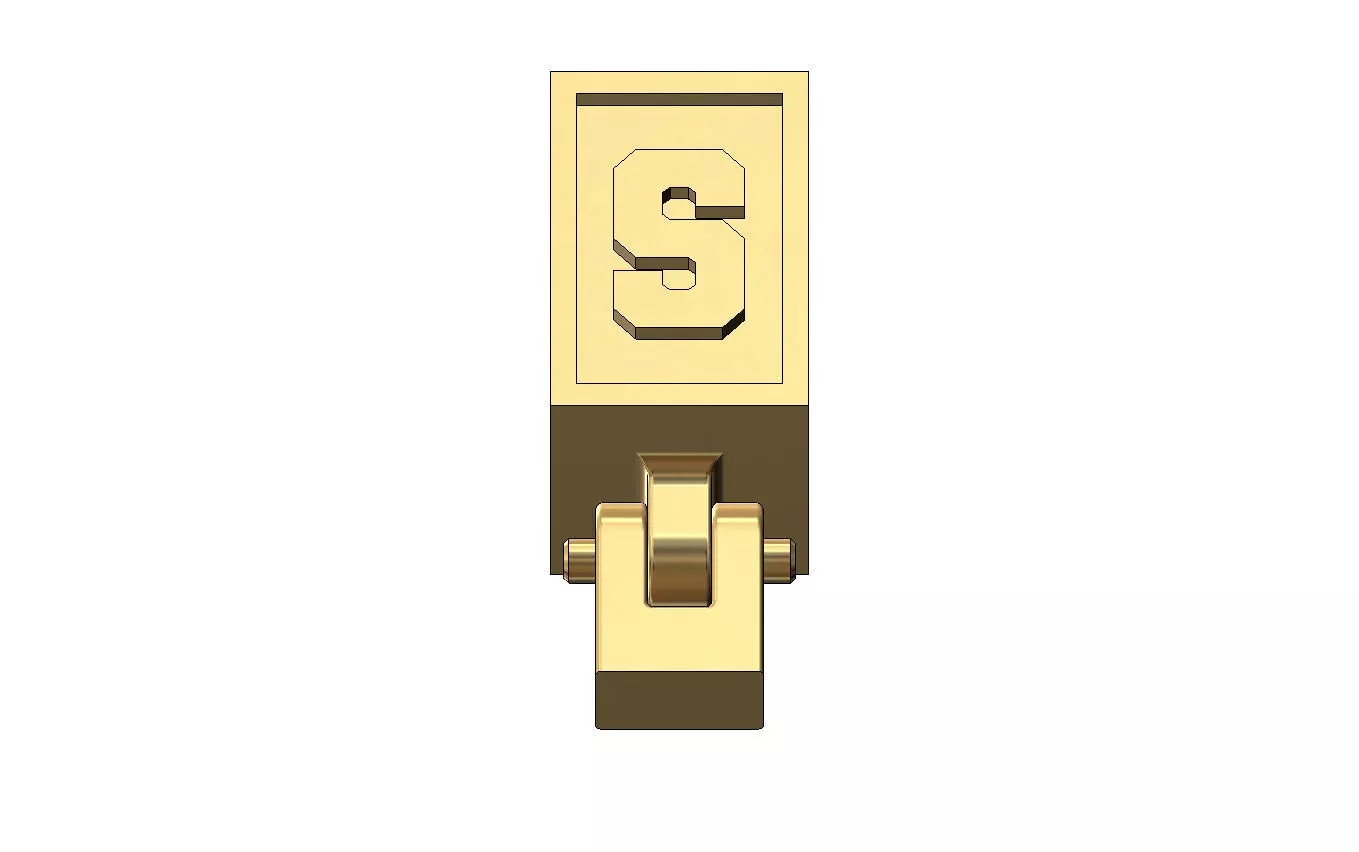S letter varsity font 12x10x10mm enamel bail link 3D print model_2