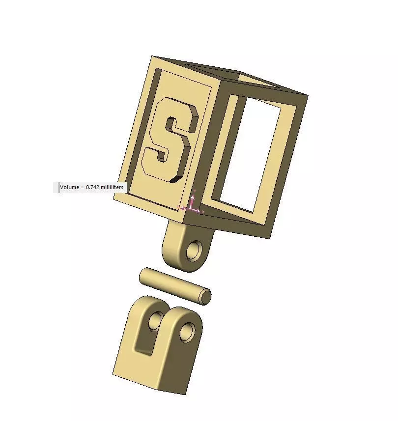 S letter varsity font 12x10x10mm enamel bail link 3D print model_12