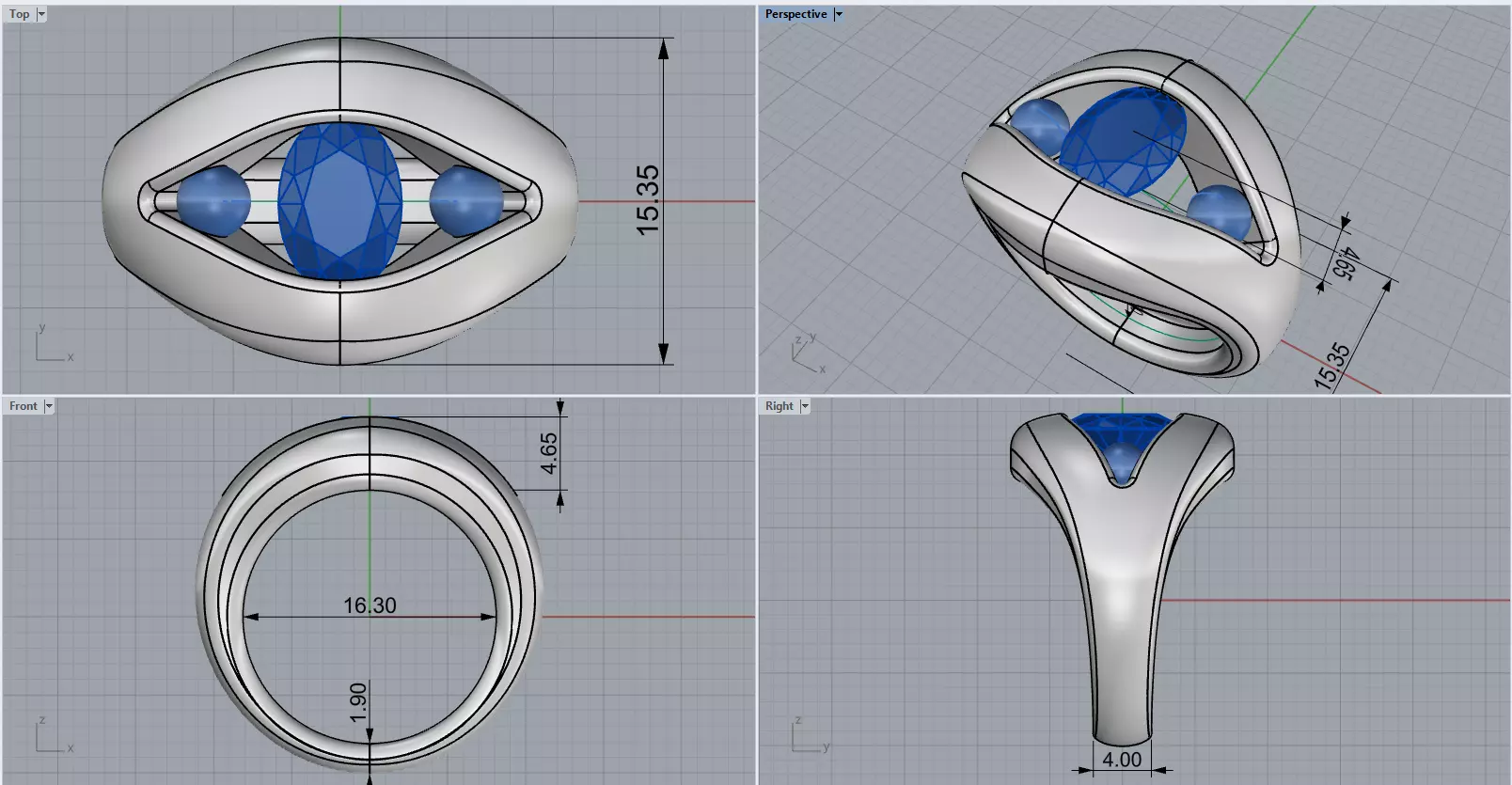 Pearl ring model 592 3D print model_3