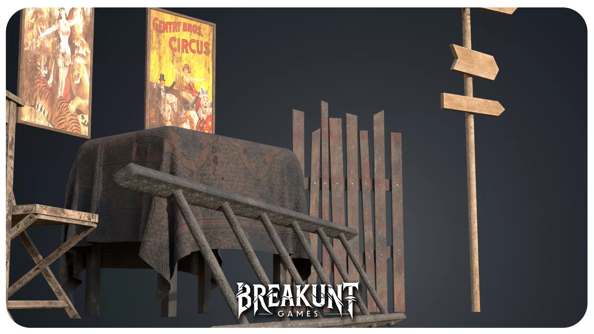 Horror Circus Furnitures - 3d Models pack - 16 assets Low-poly 3D model_7