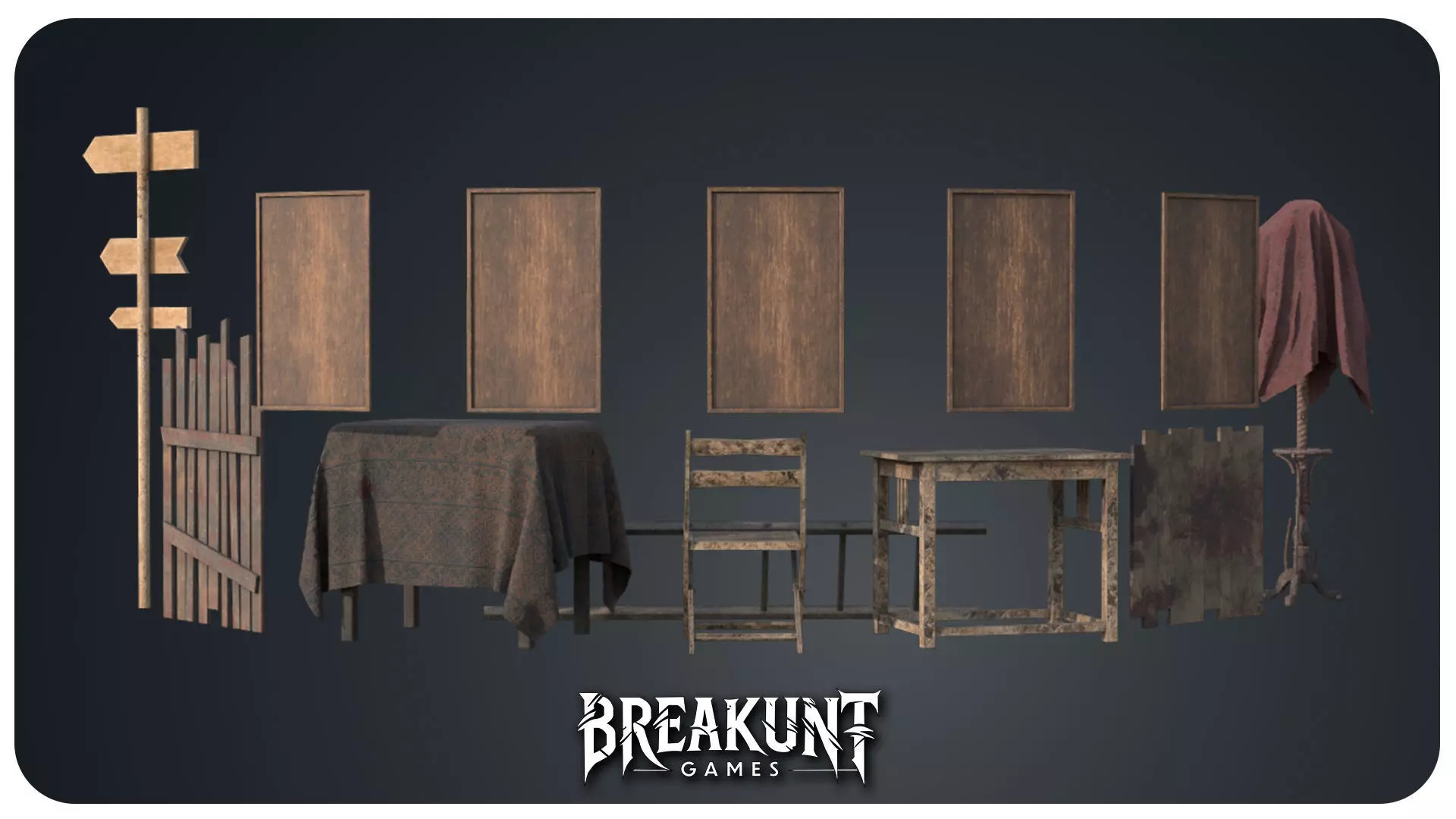 Horror Circus Furnitures - 3d Models pack - 16 assets Low-poly 3D model_8