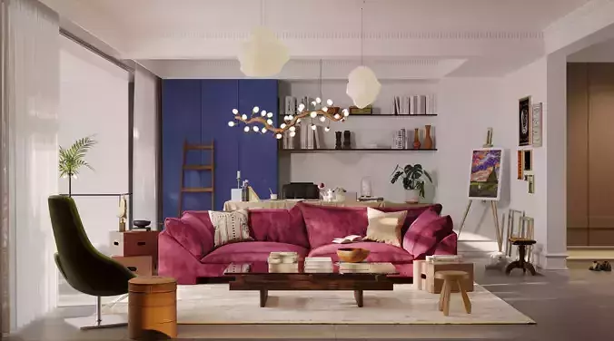 Luxury living room dining room interior scenes 40