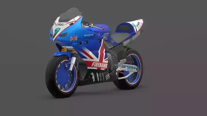 Firehawk GP Competition Racing Motorcycle 3D Model