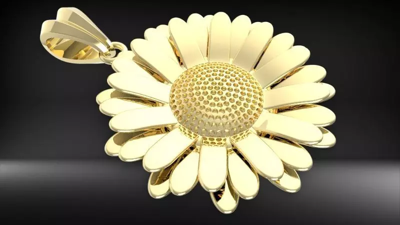 DAISY FLOWER PENDANT  3D print model_7