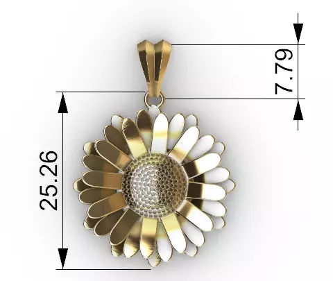 DAISY FLOWER PENDANT  3D print model_21