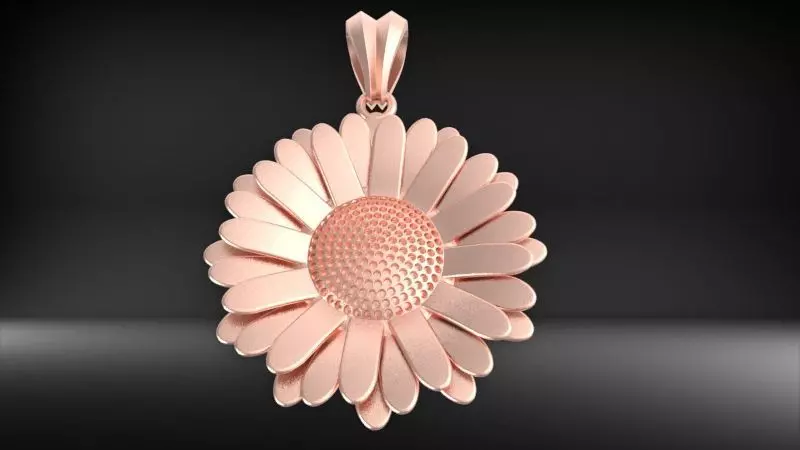 DAISY FLOWER PENDANT  3D print model_9