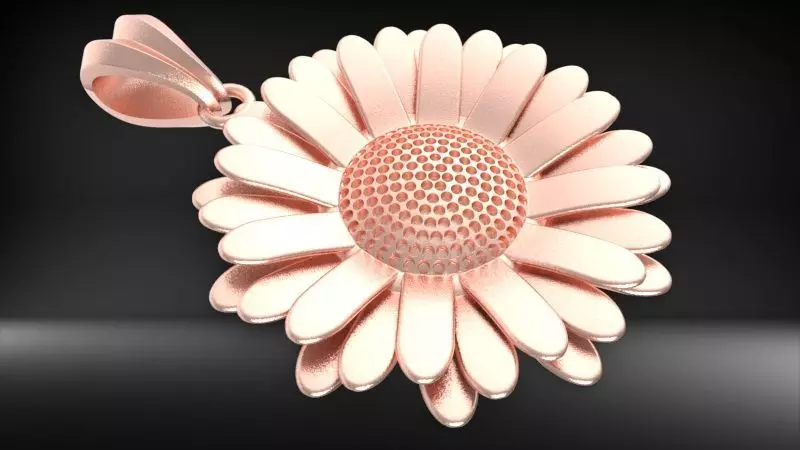 DAISY FLOWER PENDANT  3D print model_10