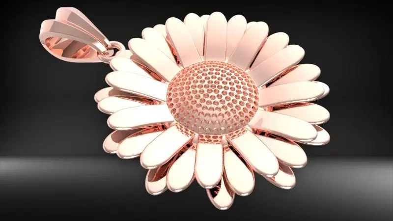 DAISY FLOWER PENDANT  3D print model_13