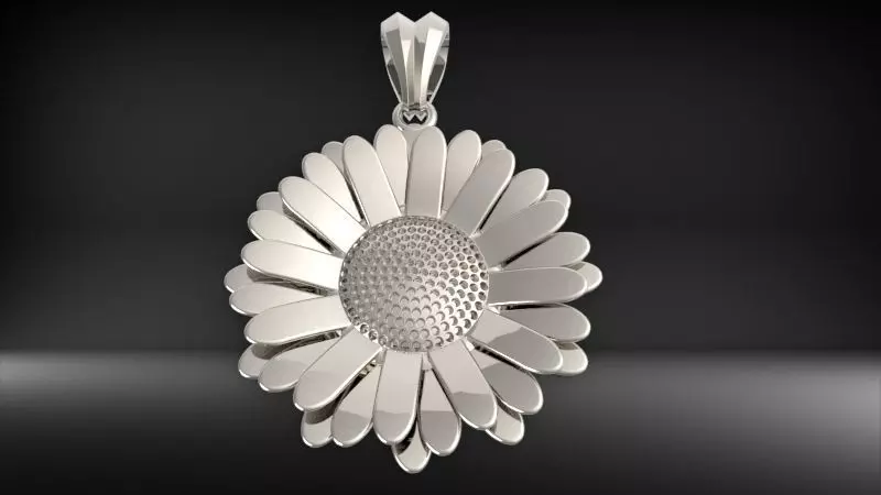 DAISY FLOWER PENDANT  3D print model_3