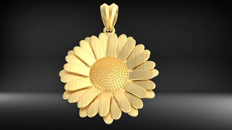 DAISY FLOWER PENDANT  3D print model_14