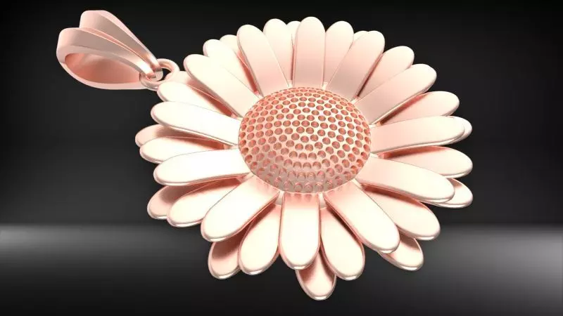 DAISY FLOWER PENDANT  3D print model_17