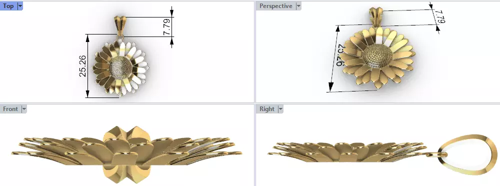 DAISY FLOWER PENDANT  3D print model_22