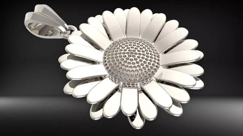 DAISY FLOWER PENDANT  3D print model_15