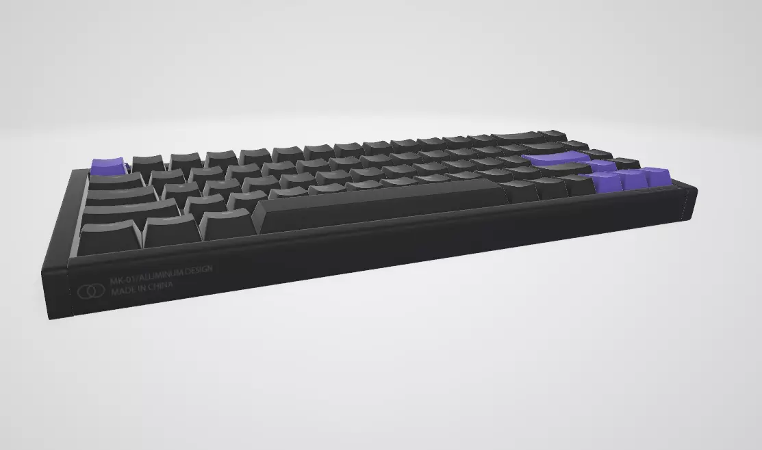 Aluminum mechanical keyboard Low-poly 3D model_1