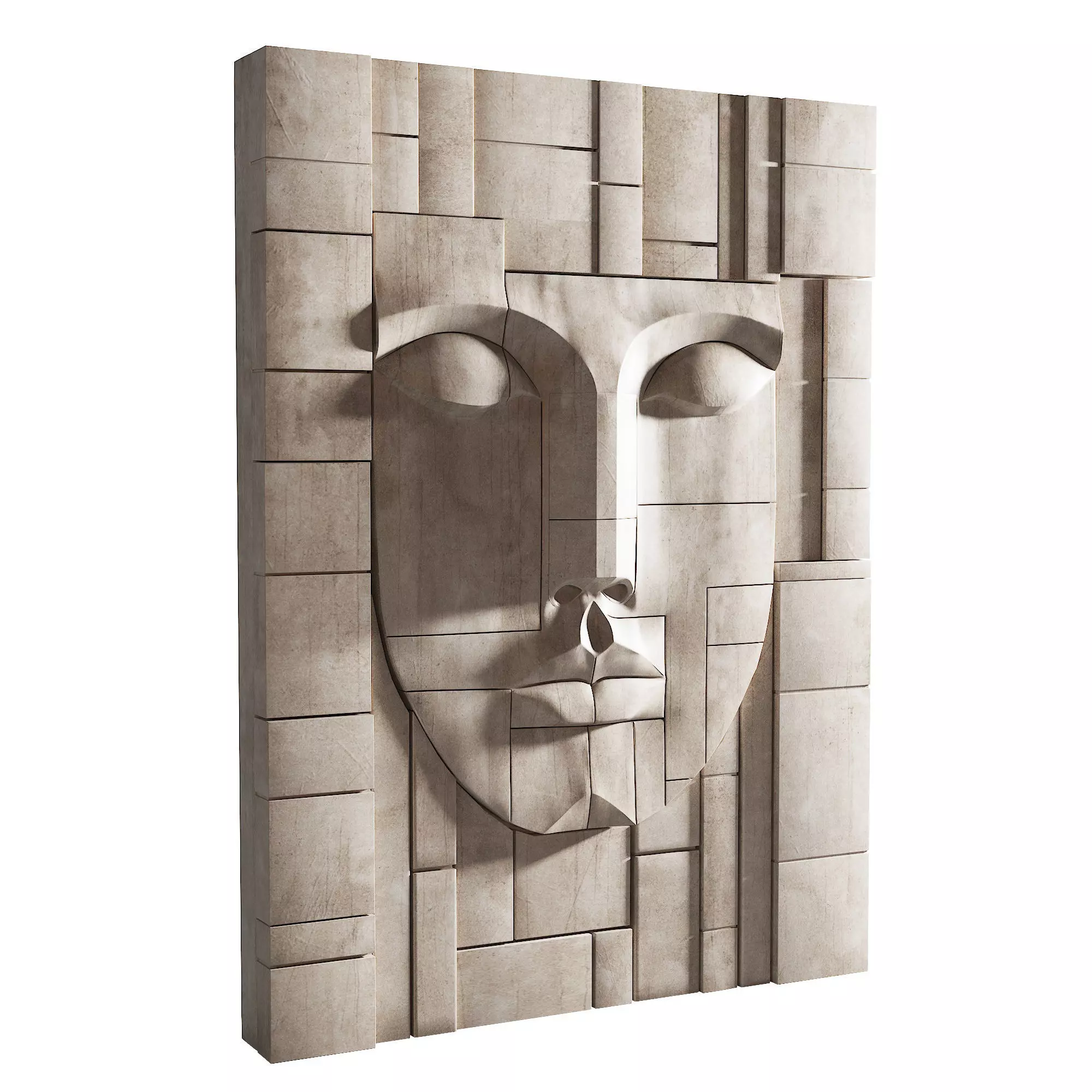 Face Sculpture Wall Art Frame Low-poly 3D model_1