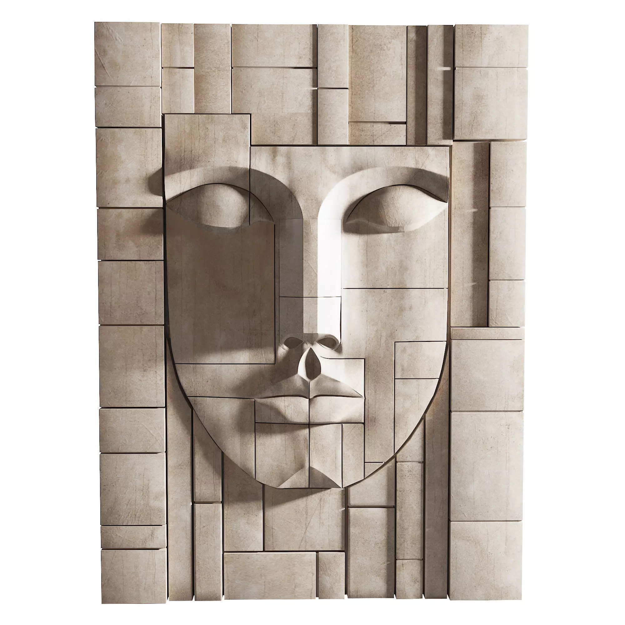 Face Sculpture Wall Art Frame Low-poly 3D model_0