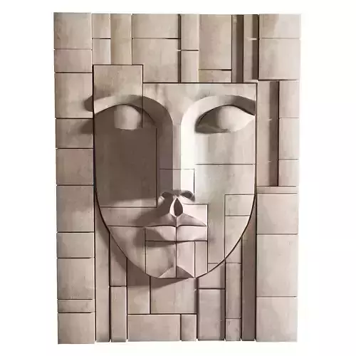 Face Sculpture Wall Art Frame Low-poly 3D model