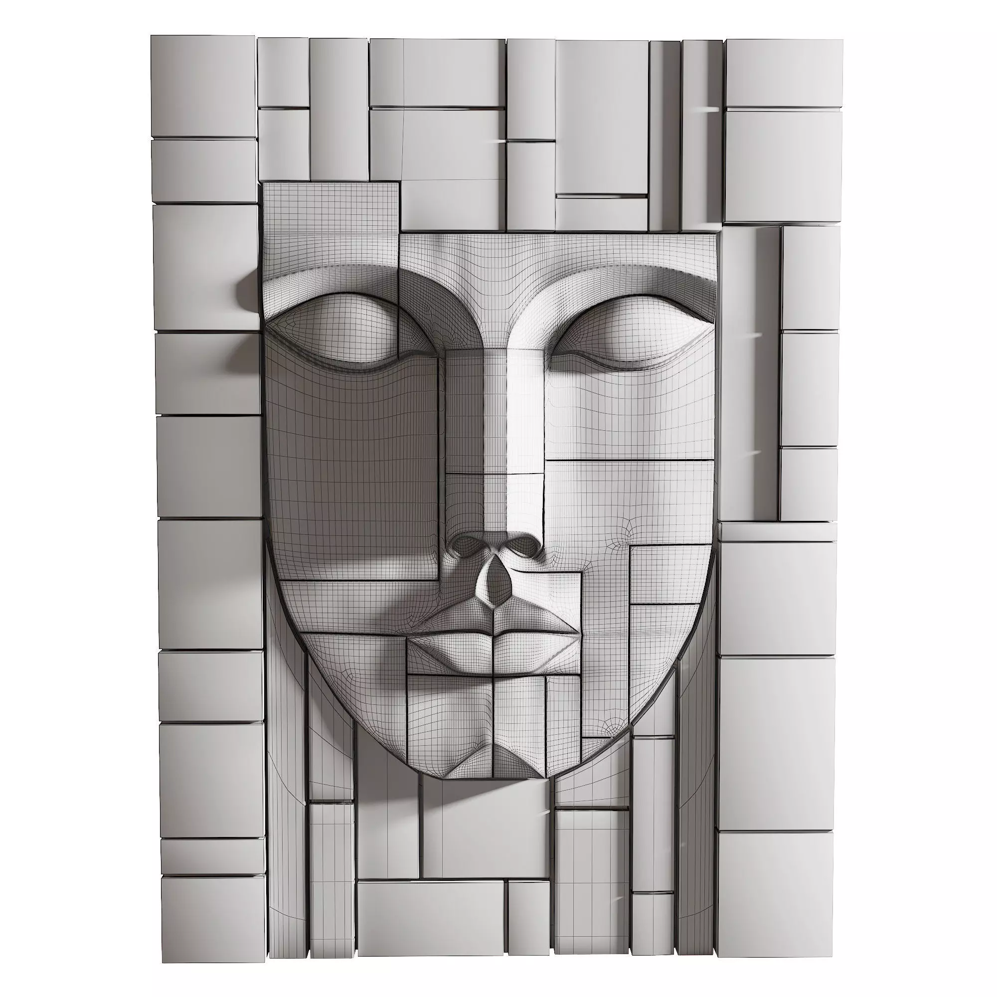 Face Sculpture Wall Art Frame Low-poly 3D model_2