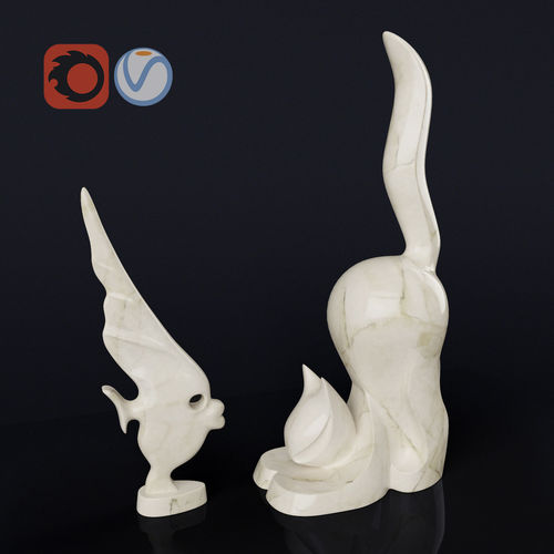 Cat and Fish PBR 3D model