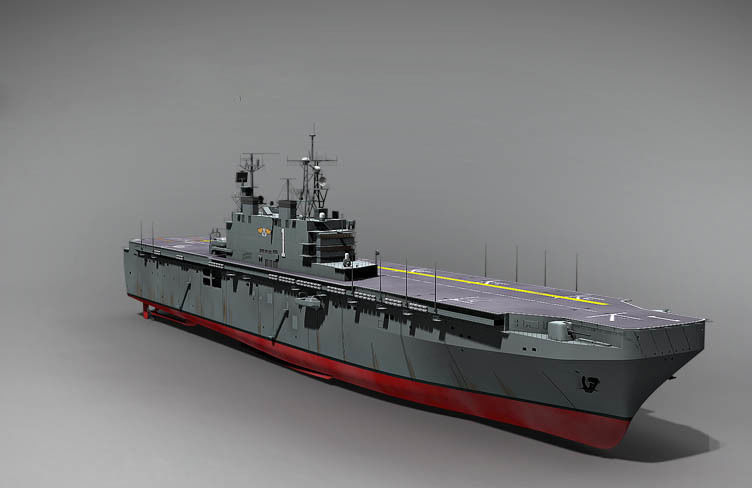 USS Tarawa LHA 1 amphibious assault ship 3D model_0