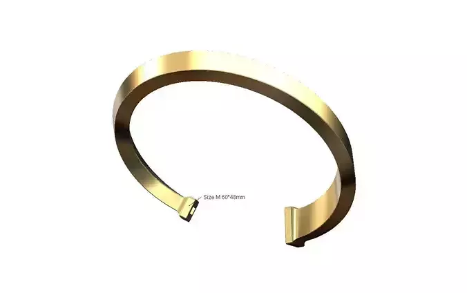 Twisted rectangular section cuff bracelet size M 3D print model