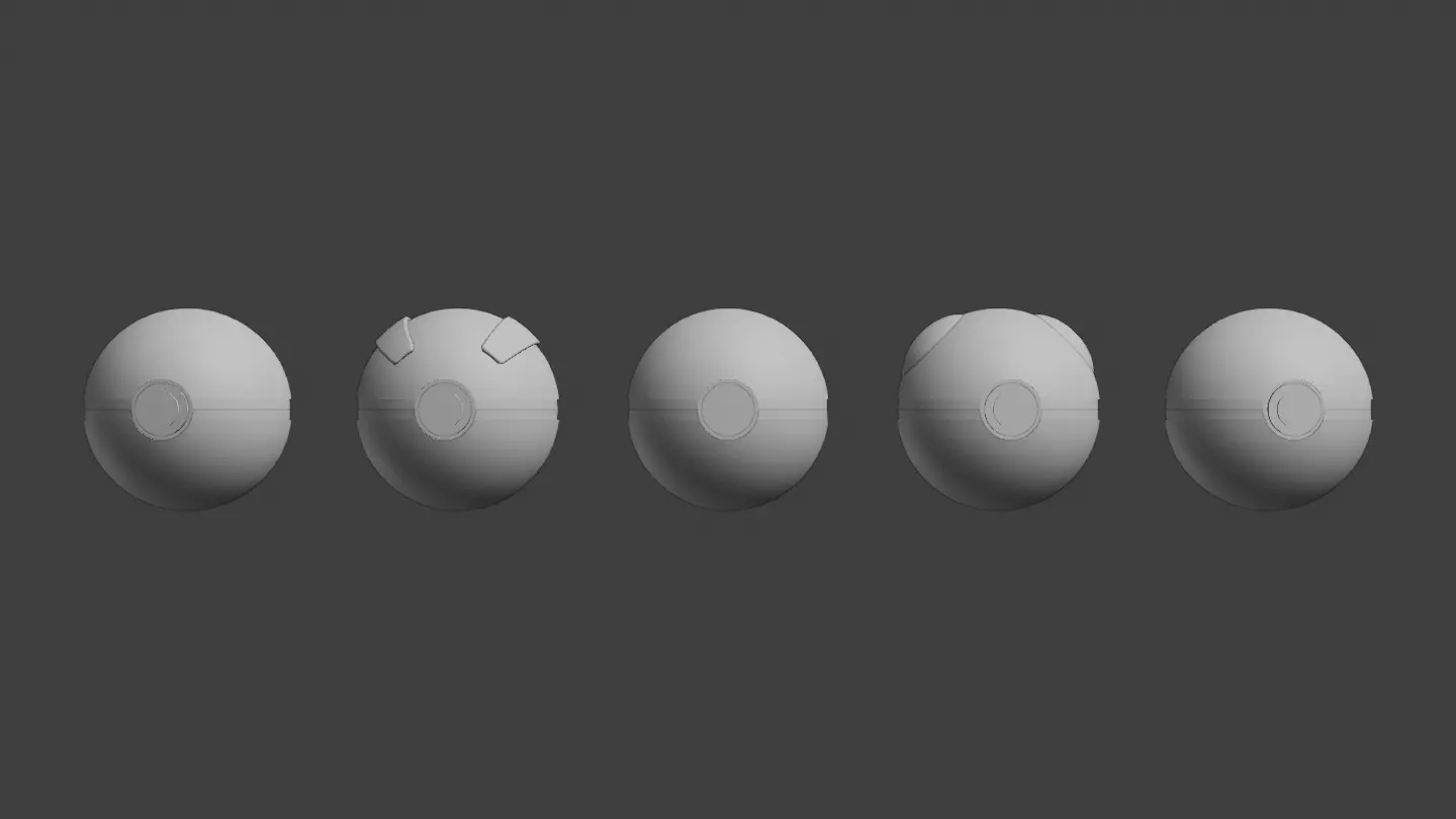 Pokemon - First Game Generation PokeBall Set -Open and Close 3D model_5