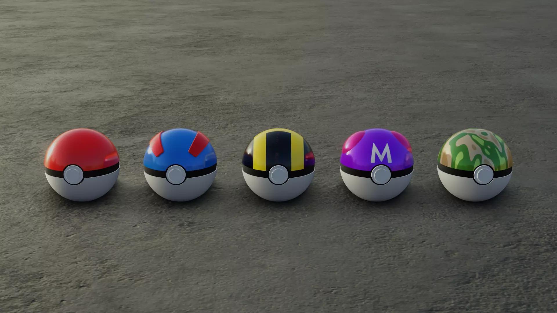 Pokemon - First Game Generation PokeBall Set -Open and Close 3D model_0