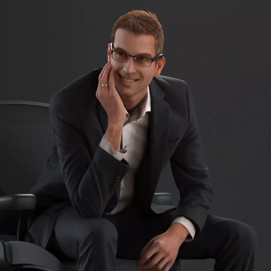 00056Jeffrey007 Business Man Pre Posed 3D Model 3D model