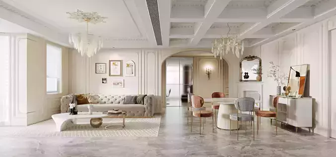 Luxury living room dining room interior scenes 42