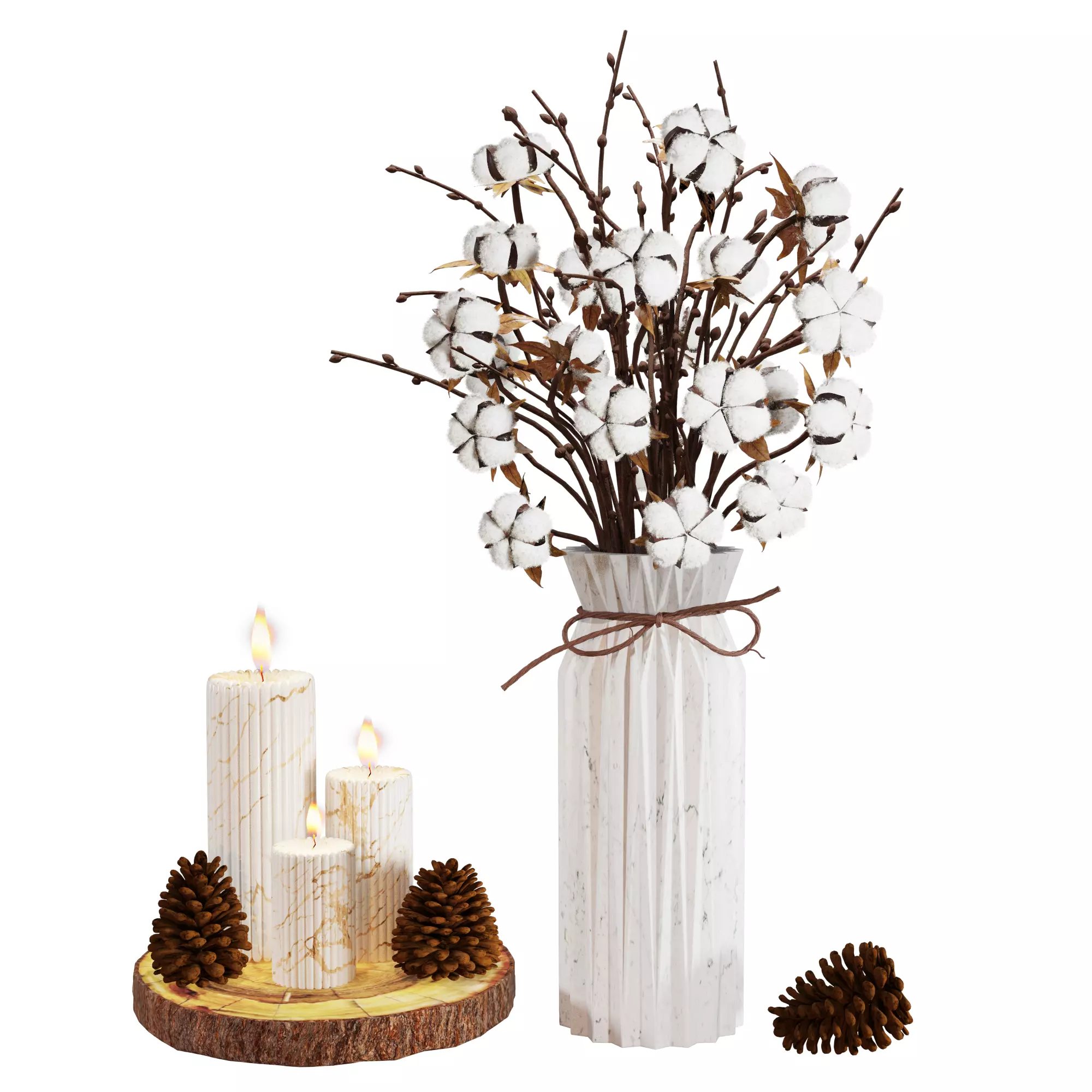 Cotton Flower Bouquet 3D model