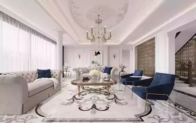 Luxury living room dining room interior scenes 43