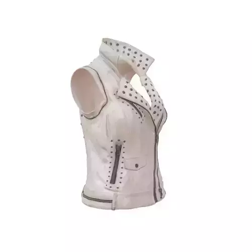 Sleeveless White Leather Jacket Low-poly 3D model