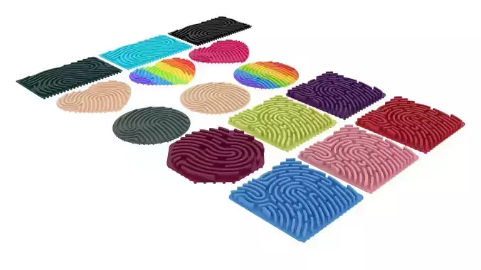 Geometric Shapes Sensory Activity Fidget Boards Set 3D model