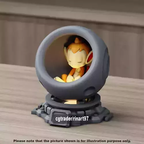 Chimchar in healing machine pods from pokemon 3D print model
