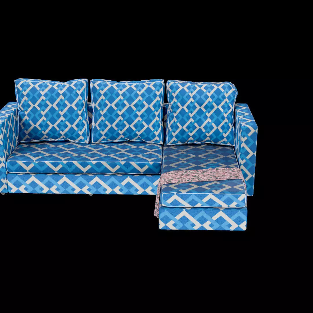 L-Shaped 3-Seater Sofa 3D model_7