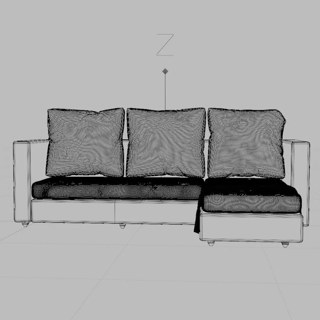 L-Shaped 3-Seater Sofa 3D model_4