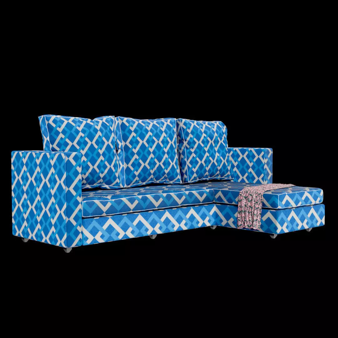 L-Shaped 3-Seater Sofa 3D model_3