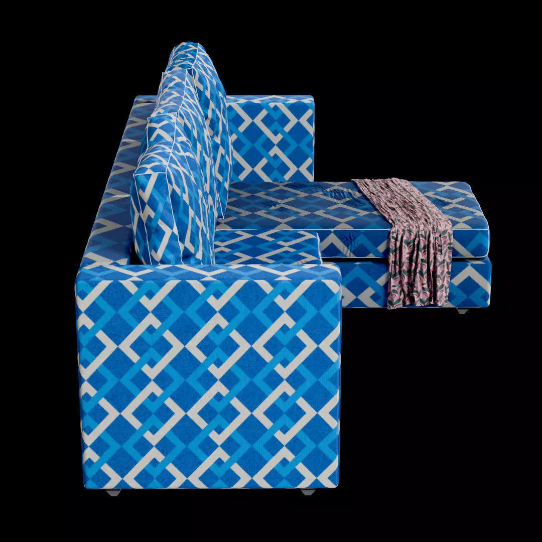 L-Shaped 3-Seater Sofa 3D model_14