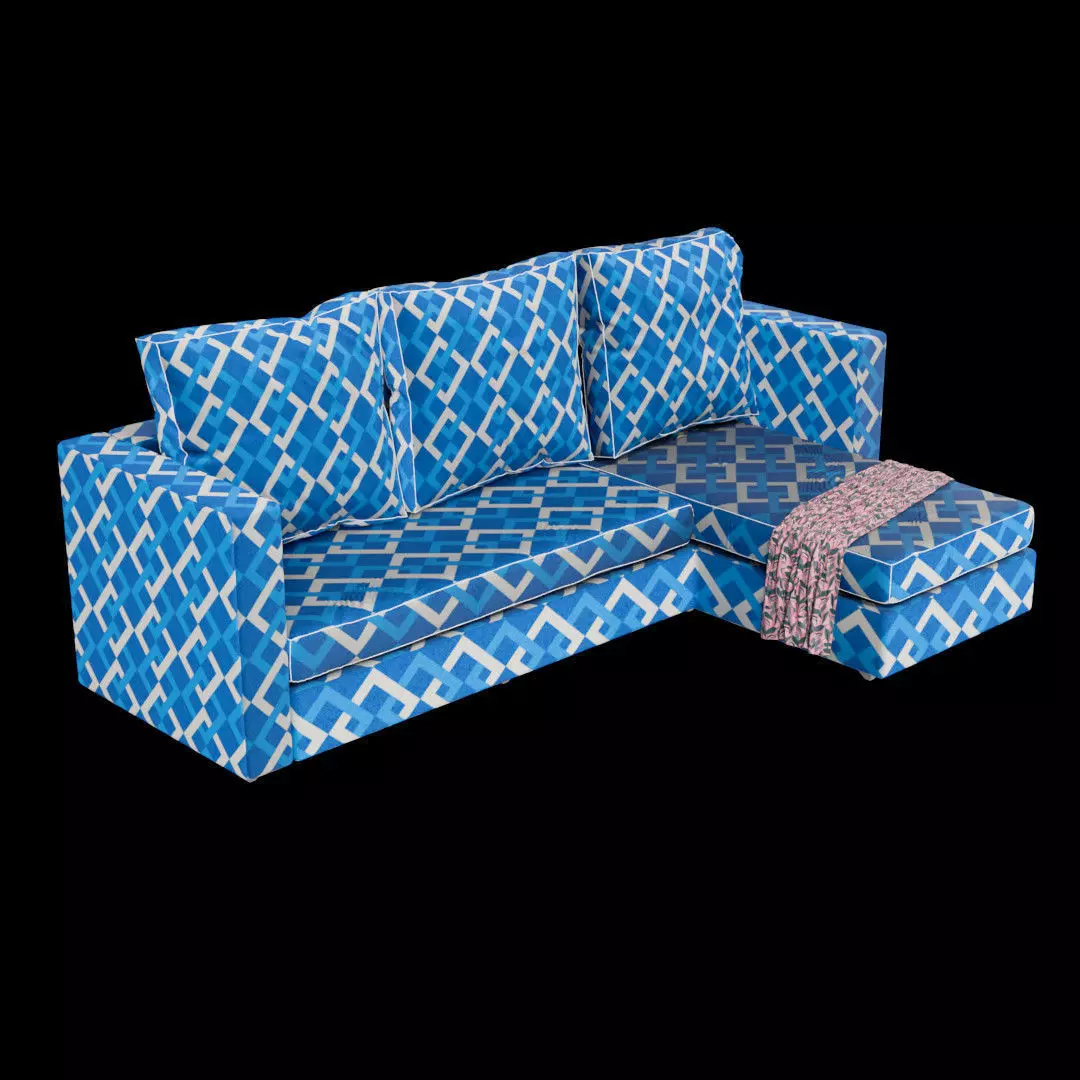 L-Shaped 3-Seater Sofa 3D model_1